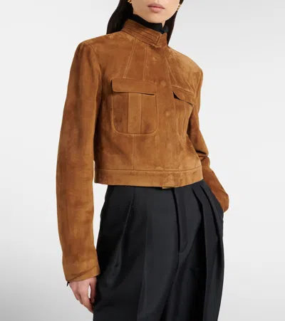 Tom Ford Cropped Suede Jacket In Multi