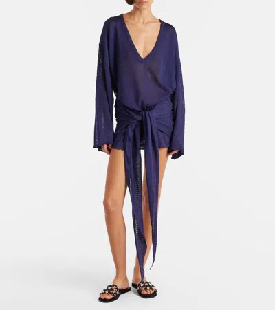 Attico Open-knit Minidress In Multi