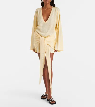 Attico Open-knit Minidress In Neutral