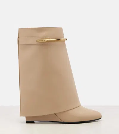 Givenchy Shark Leather Mid-calf Boots In Brown