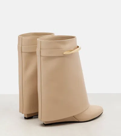 Givenchy Shark Leather Mid-calf Boots In Brown