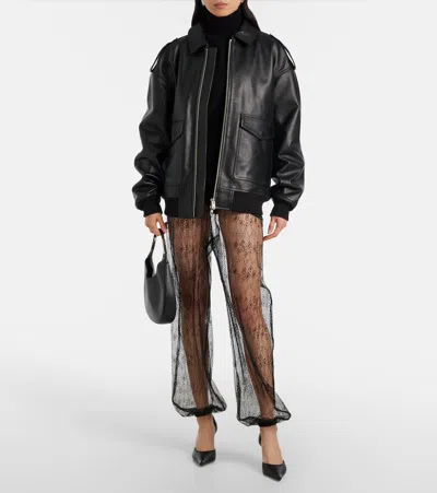 The Frankie Shop Orissa Sheer Wide-leg Pants In Black