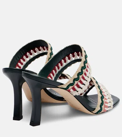 Manolo Blahnik Mabeco 90 Leather-trimmed Knitted Mules In Multi