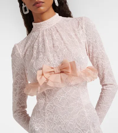 Alessandra Rich Bow-detail Lace Gown In White