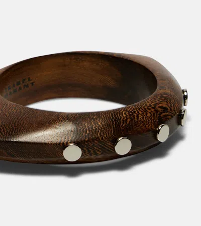 Isabel Marant Layla Studded Wood Bangle In Brown