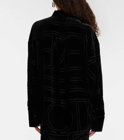 Totême Toteme Monogram Pajama Shirt In Black
