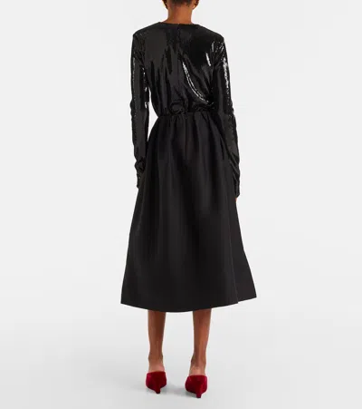 Totême Gathered Wool And Silk Midi Skirt In Black