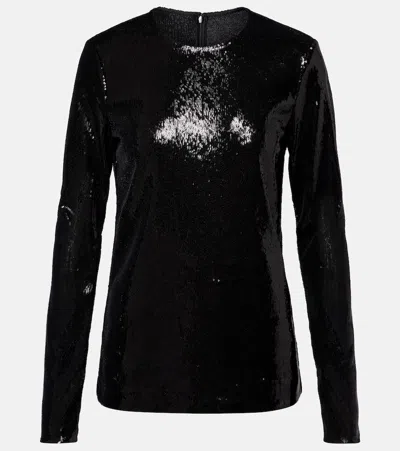 Totême Toteme Round-neck Sequin Top In Black