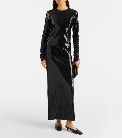 Totême Toteme Round-neck Sequin Top In Black