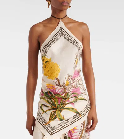 Blumarine Women Multicolor Top With All-over Floral Print And Knot Closure In Viscose Woman In Multi