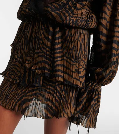 Blumarine Viscose Dress Drawstring Long Sleeves Sheer In Multi