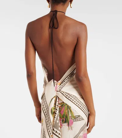 Blumarine Women Multicolor Top With All-over Floral Print And Knot Closure In Viscose Woman In Multi