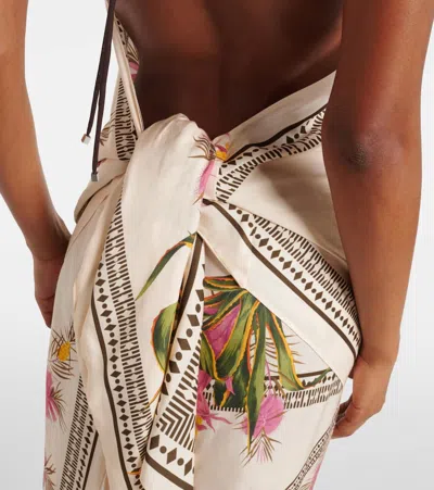 Blumarine Women Multicolor Top With All-over Floral Print And Knot Closure In Viscose Woman In Multi