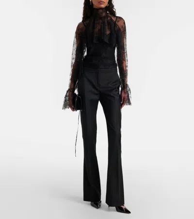 Blumarine Pleated Flared Pants In Black