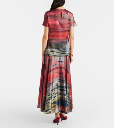 Roksanda Printed Silk Satin Maxi Skirt In Multi