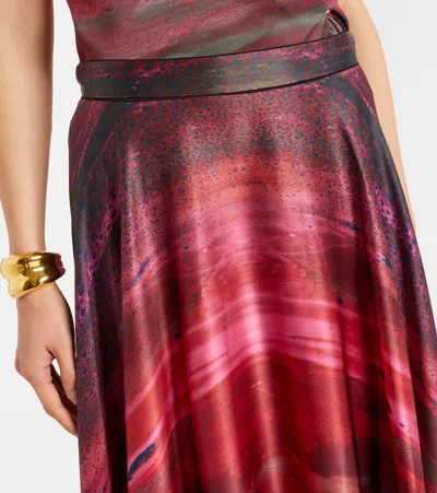 Roksanda Printed Silk Satin Maxi Skirt In Multi
