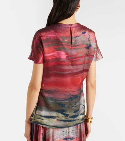 Roksanda Printed Draped Silk Satin Top In Multi