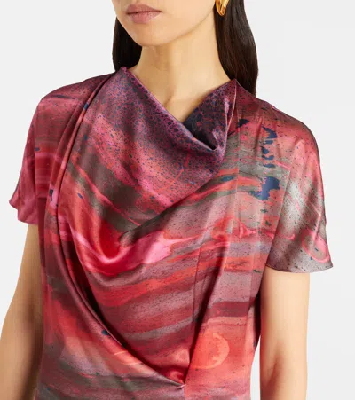 Roksanda Printed Draped Silk Satin Top In Multi