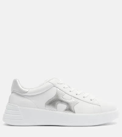 Hogan Rebel Leather Platform Sneakers In White