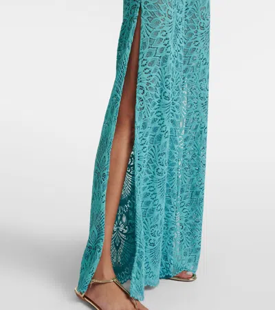 Alexandra Miro Paloma Lace Wide-leg Pants In Blue