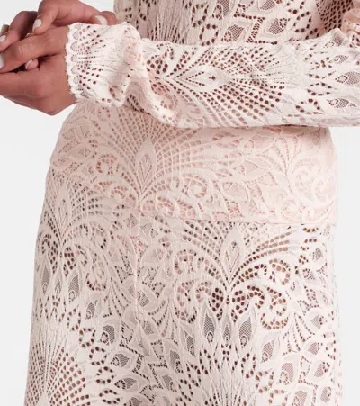 Alexandra Miro Paloma Lace Wide-leg Pants In Pink