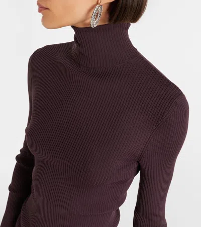 Wolford Ribbed-knit Virgin Wool Turtleneck Top In Purple