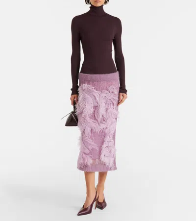Wolford Ribbed-knit Virgin Wool Turtleneck Top In Purple