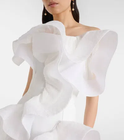 Maticevski Indulgence Organza-trimmed Ruffled Gown In White