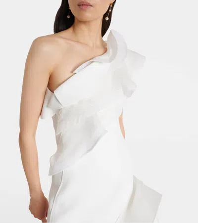 Maticevski Excitement Ruffled One-shoulder Gown In White