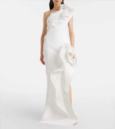 Maticevski Excitement Ruffled One-shoulder Gown In White