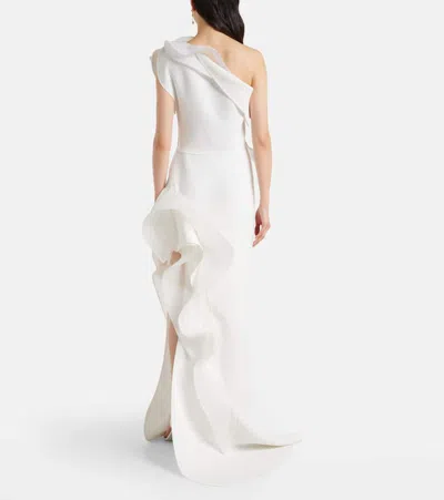 Maticevski Excitement Ruffled One-shoulder Gown In White