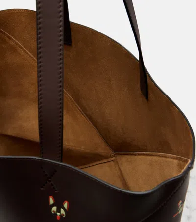 Loewe X Louis Wain Puzzle Fold Cats Leather Tote Bag In Brown