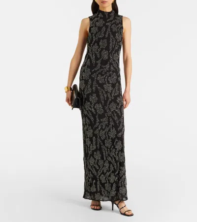 Veronica Beard Sylven Bead-embellished Georgette Maxi Dress In Gray