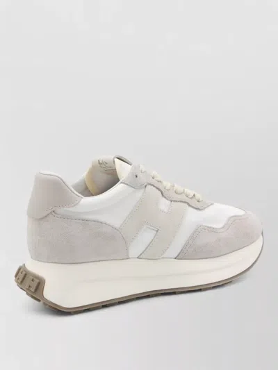 Hogan Low Top Sneakers Suede Panels Rubber Sole In Neutral