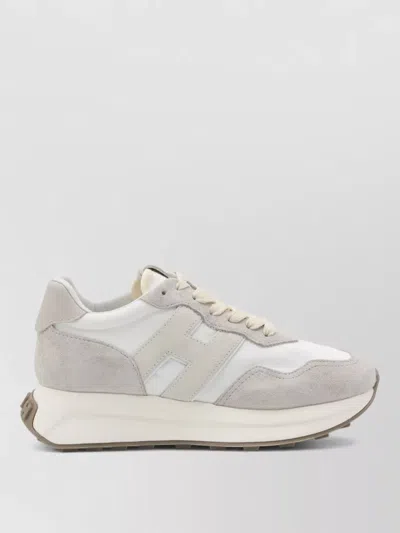 Hogan Low Top Sneakers Suede Panels Rubber Sole In Neutral