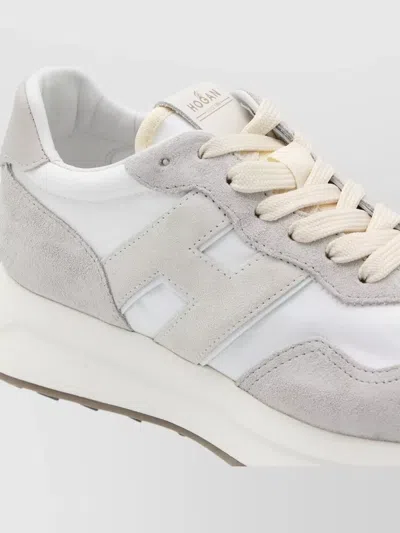 Hogan Low Top Sneakers Suede Panels Rubber Sole In Neutral