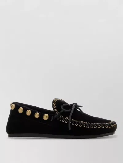 Isabel Marant Fitza Loafers Bow Studs Flat Sole In Black