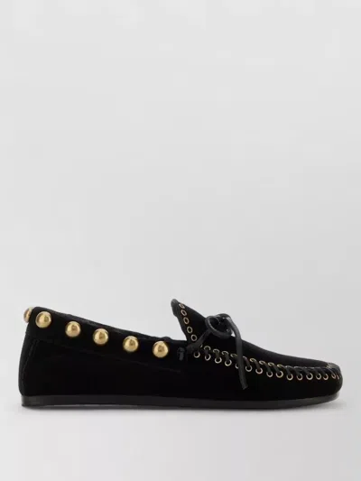 Isabel Marant Fitza Loafers Bow Studs Flat Sole In Black