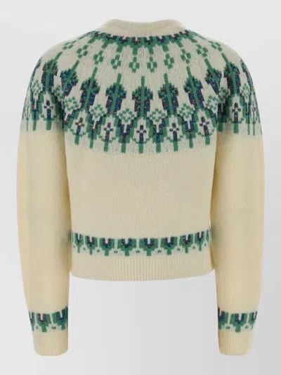 Loewe Stretch Wool Blend Cropped Sweater Graphic In Neutral