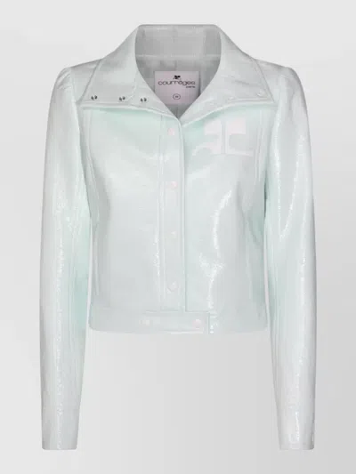 Courrèges Shiny Long Sleeve Casual Style Jacket In White