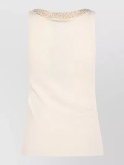 Fabiana Filippi Sleeveless Top Embellished Neckline Detail In White