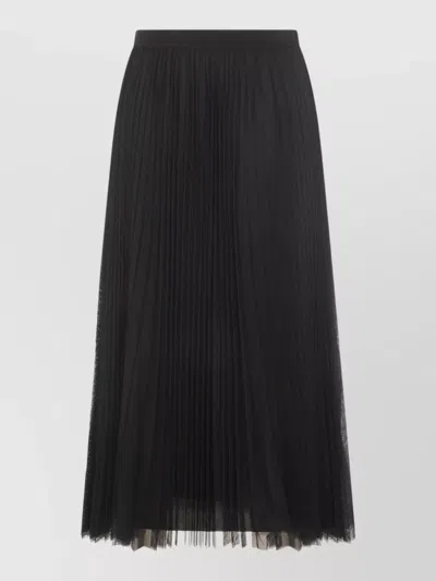 Fabiana Filippi Sheer Midi Skirt Pleats Elastic Waistband In Black