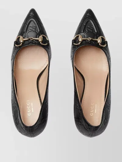 Gucci Calf Leather Bos Taurus Mid Heel Pumps In Animal Print
