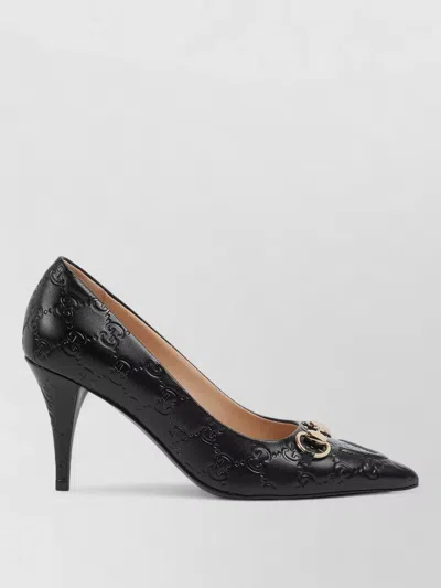 Gucci Calf Leather Bos Taurus Mid Heel Pumps In Animal Print