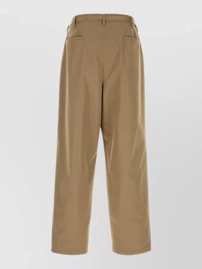 Prada Straight Leg Technical Fabric Trousers Belt Loops In Brown