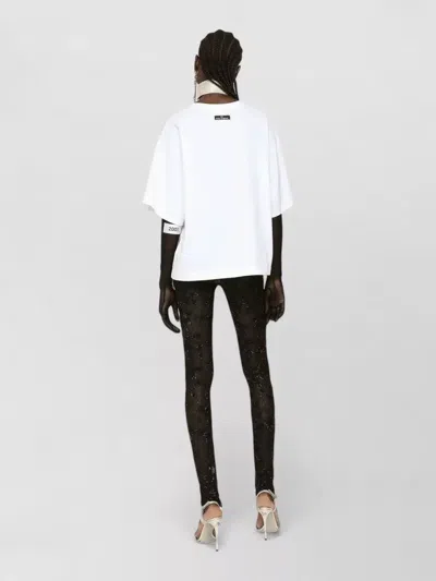 Dolce & Gabbana Sequin Floral Skinny Leggings Mid Rise Stretch In Black