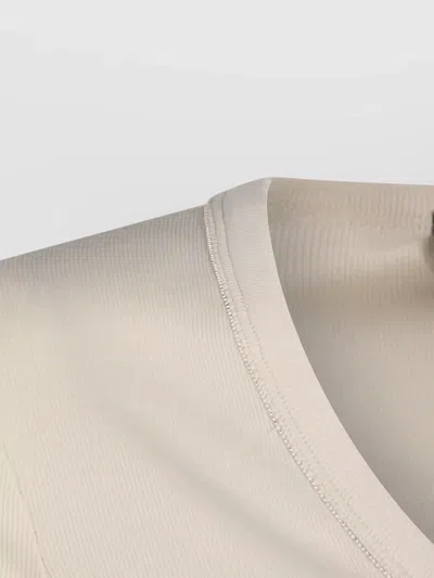 Fabiana Filippi Ribbed Cotton Jersey U Neck T-shirt Filo Diamante Detail In White