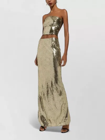 Dolce & Gabbana Strapless Sequin Cropped Lace Evening Top In Green