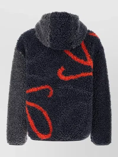 Loewe Pile Oversize Jacket Fleece Texture Hood In Blue