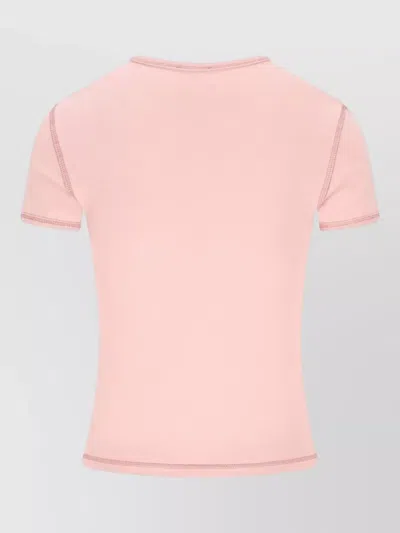 Diesel Heart Cotton T-shirt Rhinestone Graphic In Pink